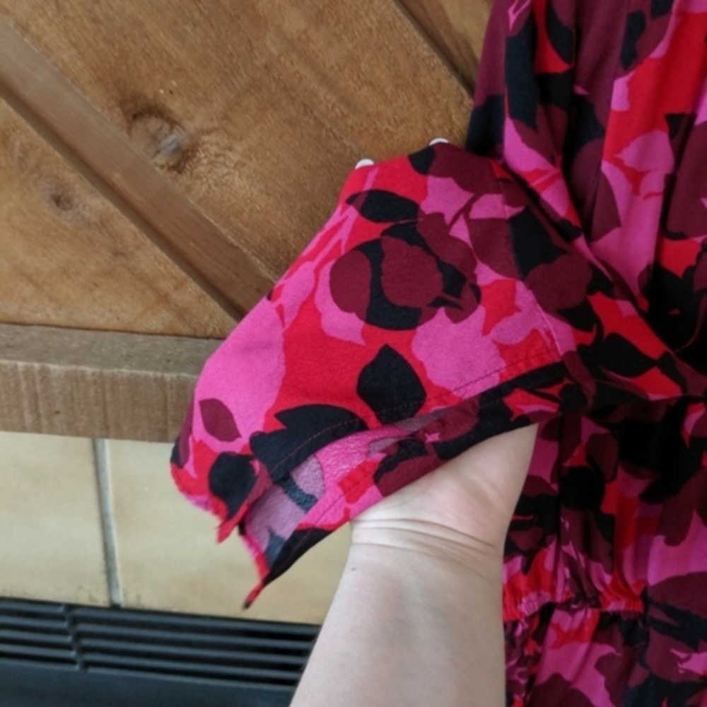MICHAEL KORS Pink Floral Surplice Blouse - Picture 5 of 6